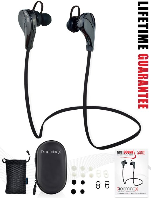 D-540 Bluetooth Earbuds with mic Wireless Ear Buds Headphones Sport Noise Isolating High Quality Stereo Sound - CSR V40 Chip - Sleek Custom Headset Lightweight Design EVA Case and Pouch Bonus - Running Jogger Gym Hiking Extreme Sports - Pairs easy and Fits All Android Cell Phones iPhone 6 6 Plus 5 5c 5s 4 iPad - 100 Lifetime Guaranteed
