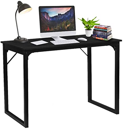 KingSo Computer Desk 39" Modern Simple Style Laptop Office Desk Wood Notebook Industrial Black Desk Table, Metal Frame Study Desk Gaming Desk for Home Office Workstation