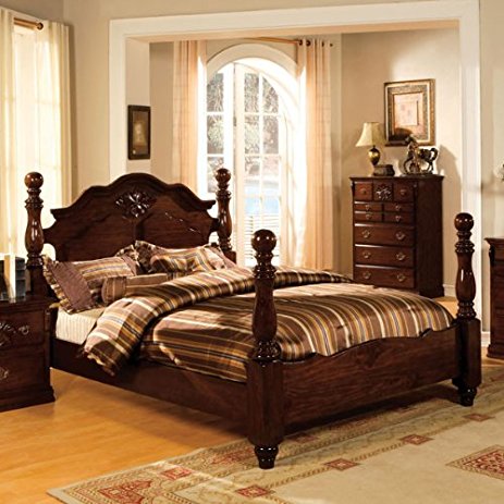 Tuscan Colonial Style Dark Pine Eastern King Size Bed