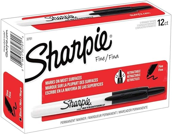 Sanford Sharpie Retractable Permanent Marker, Fine Point, Black Ink