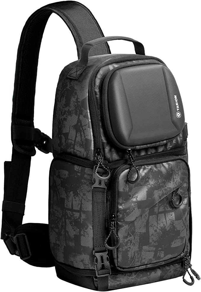 TARION Camera Sling Bag DSLR Sling Pack for Photographers with Waterproof Rain Cover Tripod Holder Sling Backpack Camera Bag Backpack Photography Slingpack Crossbody Bag for Hiking Travel TRS