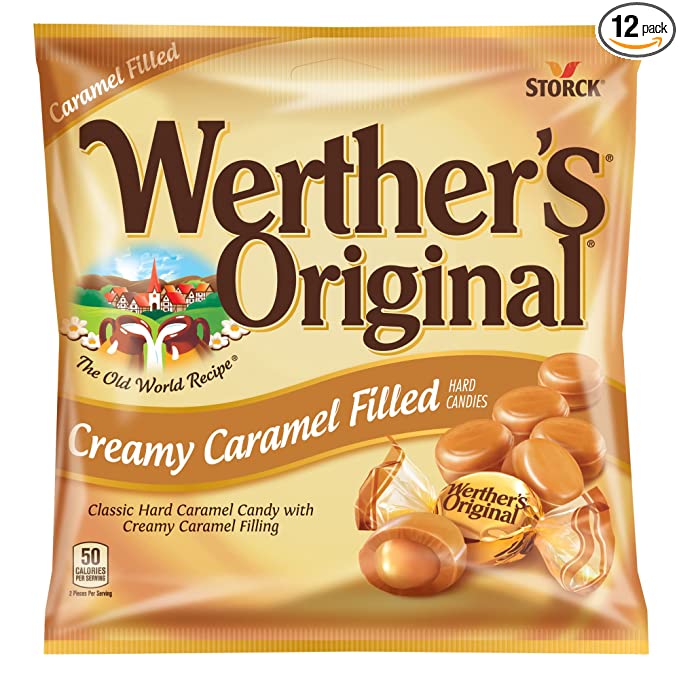 Werther's Original Creamy Caramel Filled Candy, 2.65 Oz Bags (Pack of 12)