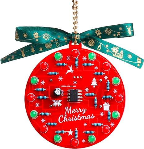 Beginner Learn to Solder Fun Kit : LED Christmas Tree Decoration Soldering Kit Red and Green LEDs Blinking （2 Sets）