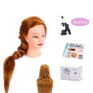 MYSWEETY 29 Inch Long Hair Yaki Synthetic Cosmetology Mannequin Manikin Training Head Model with Clamp and Accessories for Braiding