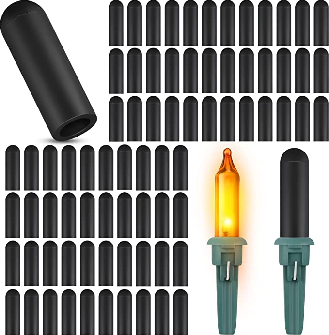 Zonon 100 Pieces No Glow Caps Christmas Glass LED Plug Cap Light Blackout Black Out Cover for Lights