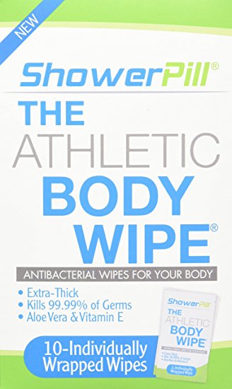 ShowerPill Athletic Body Wipes, 10 Count