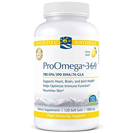 Nordic Naturals ProOmega-3.6.9- Fish Oil, Borage Oil, Oleic Acid, 780 mg EPA, 390 mg DHA, 76 mg GLA, 120 mg OA, Support for Cardiovascular, Neurological, Joint, Skin, and Immune Health* 120 Soft Gels