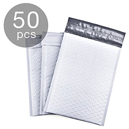 FU GLOBAL Poly Bubble Mailers 4x8 Inch Padded Envelopes #000 Bubble Lined Poly Mailer 50pcs