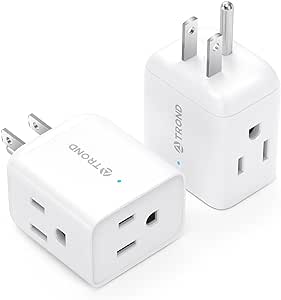 TROND 2 Pack Multi Plug Outlet Extender, Wall Outlet Splitter with 3 Way Plug, 3-Sided Multiple Travel Adapter, Mini Wall Tap Electrical Expander Spaced for Cruise Ship Essentials Home Office Supplies