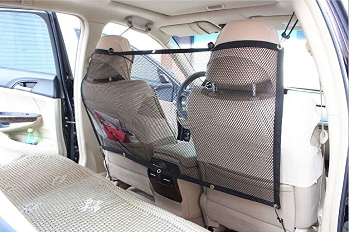 Kommii Pet Car Barrier Safety Net Travel Backseat Barrier PE,900D Material Easy Operated Adjustable Black