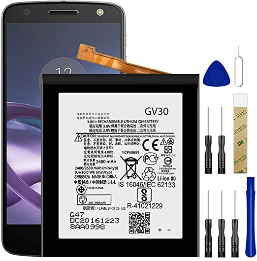 for Motorola Moto Z Droid XT1650-03 Replacement Battery GV30 Free Adhesive Tool