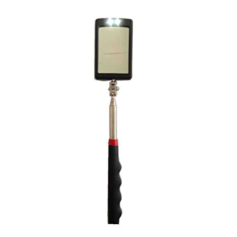 Anbar （Red）Telescoping Lighted Inspection Mirror，LED Lighted Flexible Inspection Mirror 360 Swivel