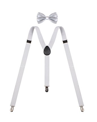 BODY STRENTH Suspender and Bow Tie Set for Tuxedo Mens Y-Shape Adjustable Braces