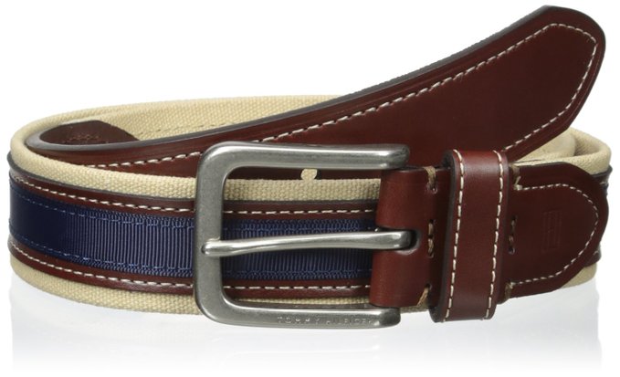 Tommy Hilfiger Men's 35mm Canvas and Ribbon Belt