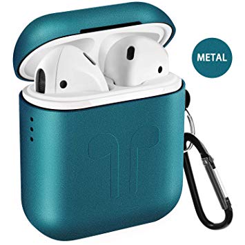 Metal Airpods Case 2019 Newest Full Protective Skin Cover Accessories Kits Compatible Airpods Charging Case Ultra Lightweight Dustproof Scratchproof Case-Sea Green