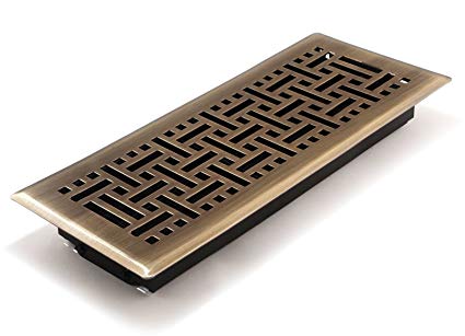 Accord AMFRABB412 Floor Register with Wicker Design, 4-Inch x 12-Inch(Duct Opening Measurements), Antique Brass