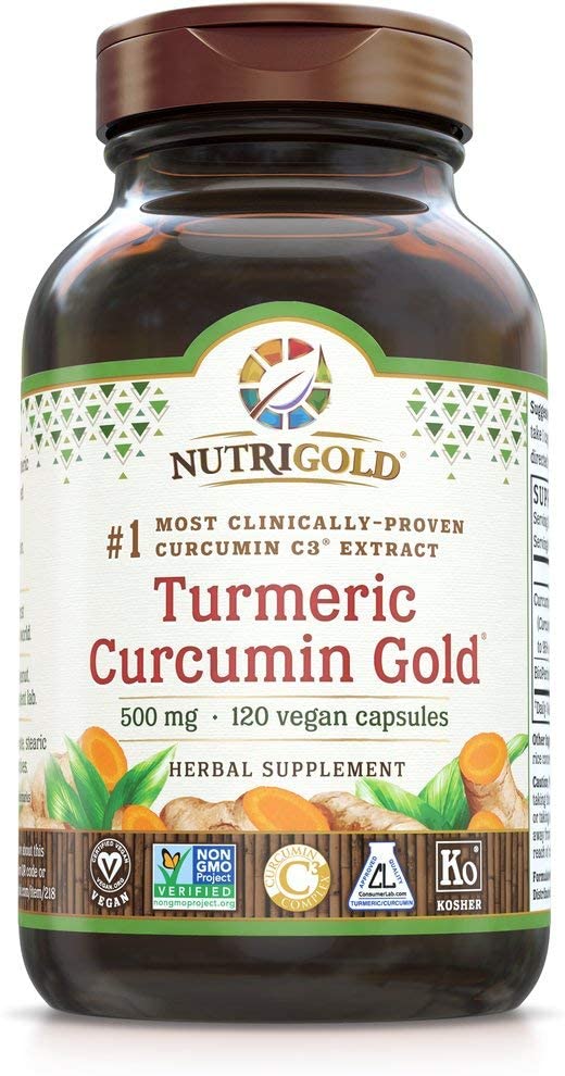 NutriGold Turmeric Curcumin Gold (Features C3 Complex w/BioPerine), 500 mg, 120 Vegan Capsules