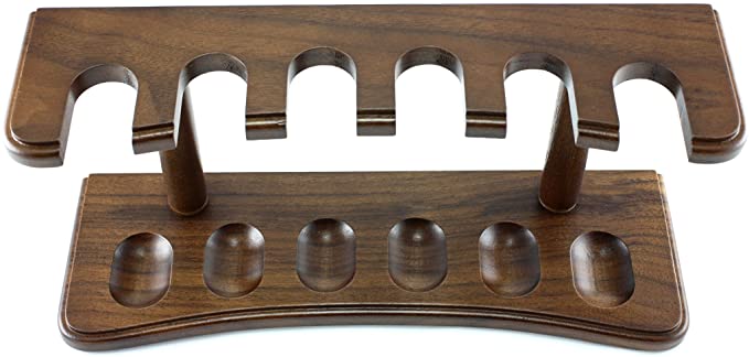 Skyway 6 Pipe Wood Tobacco Pipe Stand Rack Holder - Walnut Brown