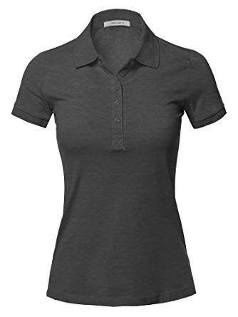 Women's Solid Basic Short Sleeve School Uniform Polo Top