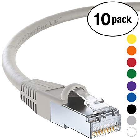 InstallerParts (10 Pack) Ethernet Cable CAT6 Cable Shielded (SSTP/SFTP) Booted 3 FT - Gray - Professional Series - 10Gigabit/Sec Network/High Speed Internet Cable, 550MHZ