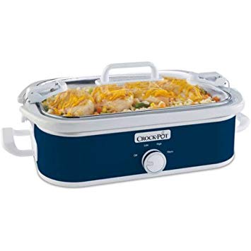 Cook And Carry Locking Lid System Casserole Crock 3.5-Quart Slow Cooker, Navy Blue