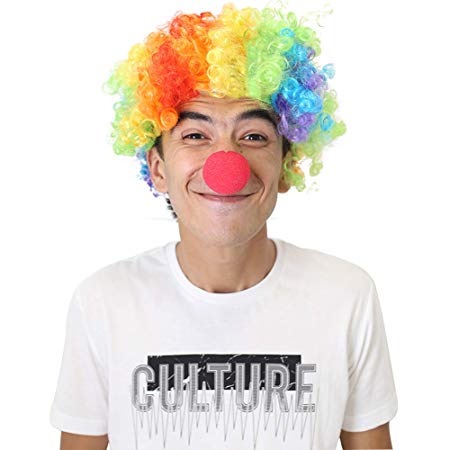 LoveInUSA Clown Wig and Foam Clown Nose