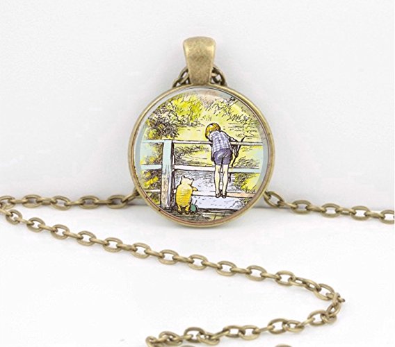 Winnie-the-Pooh Christopher Robin Pooh Sticks Pendant Necklace Inspiration Jewelry or Key Ring