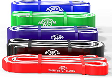 WODFitters WF Titanium Resistance Bands - Choose Single Band OR Set - Heavy Duty Powerbands for Pull Up Assistance, Mobility Exercises, Workout, Exercise and Fitness
