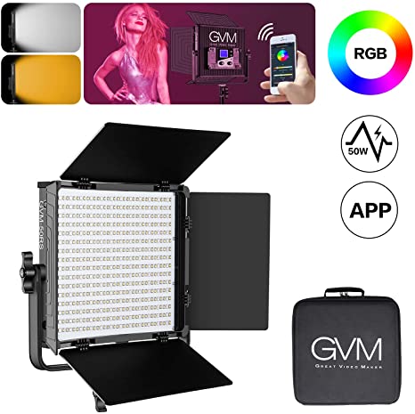 GVM RGB Video Lighting Panel - Studio Light Panel 8 Modes Lighting Scenes Fill Light Panel 3200K~5600K CCT Video Lighting Panel with APP Control Photography Lighting Kit for YouTube/Vlog/Makeup/Studio