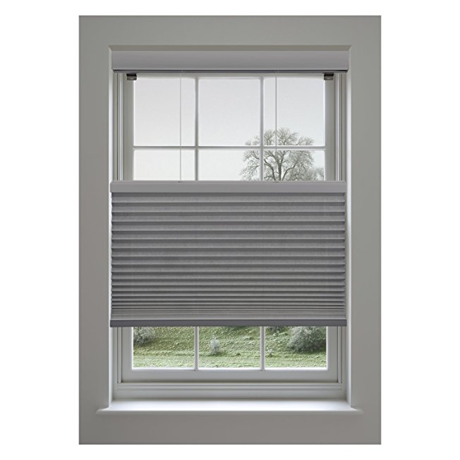 Linen Avenue Custom Cordless 60 1/2 W x 36 to 42 H Platinum Top Down Bottom Up (TDBU) Light FIltering Cellular Shade