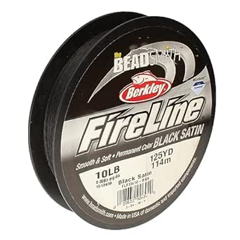 The Beadsmith Fireline by Berkley – Micro-Fused Braided Thread – 10lb. Test, 008”/.20mm Diameter, 125 Yard Spool, Black Color – Super Strong Stringing Material for Jewelry Making and Bead Weaving