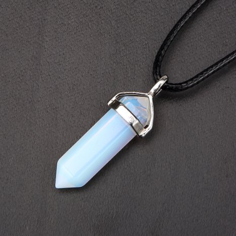 BRCbeads Nice Faceted White Opal Healing Point Chakra Pendant 39x8mm 1pcs per Bag for Necklace Making