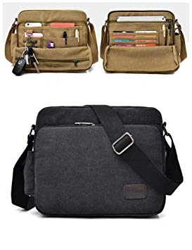 Urmiss Canvas Small Messenger Bag Casual Shoulder Bag Travel Organizer Bag Multi-Pocket Purse Handbag Crossbody Bags