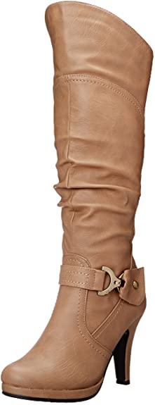 TOP Moda Women's Knee Lace-up High Heel Boots