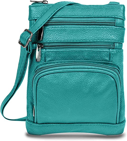 Rfid Genuine Leather Cross Body Handbag - Women Messenger Bag with Adjustable Strap