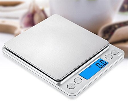 ShiRui K60 Multi-Functional Pocket Food Scale 3000g/0.1g Stainless Steel with LCD Screen 6 Weighing Units for Food, Jewelry, Medicines