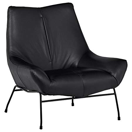 Rivet Villain Oversized Leather Metal Leg Accent Chair