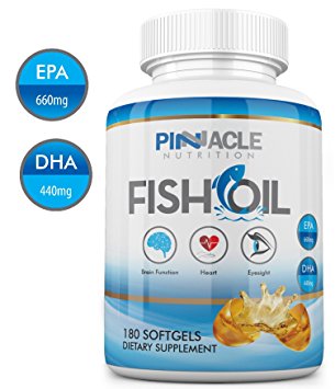 SUPER Omega 3 Triple Strength Fish Oil - 2000mg - HIGH 660 EPA   440 DHA - Promoting Healthy Joints- Skin and Heart - 180 Premium Softgels - Made in the UK