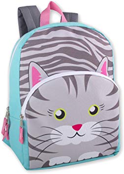 Kids Animal Friends Critter Backpacks For Boys & Girls With Reinforced Straps (CAT)