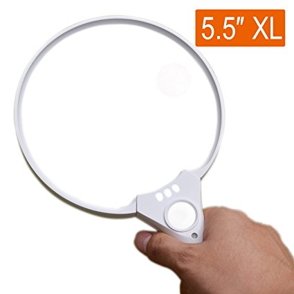Magnification Magnifier Glasses DarkEagle 5.5” Jumbo Magnifying Glass with Light 2X 4X 25X 3 Bright LED Lights for Reading