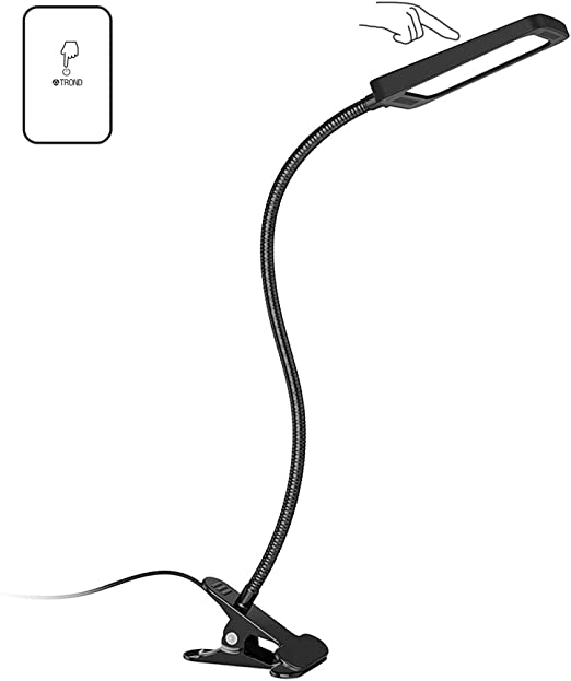 TROND LED Clamp Desk Lamp Task Light (9W, 6000K Daylight, 3-Level Dimmable, Extra-Long Flexible Gooseneck), for Headboard, Workbench, Craftwork, Reading, Painting, Sewing or Knitting