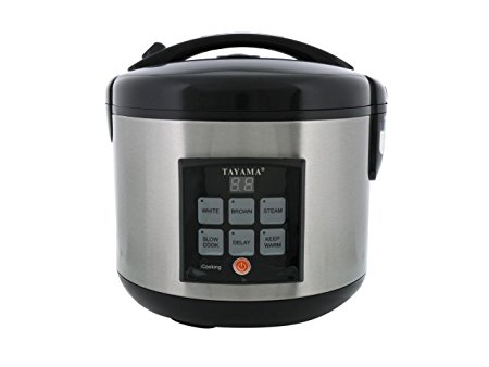 Tayama TRC-80 Digital Rice Cooker & Food Steamer, 8 Cup, Black