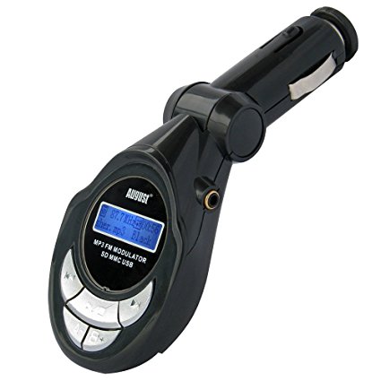 August CR100 FM Transmitter with 3.5mm In / USB Port / Card Reader - In Car MP3 Player for Smartphones and Tablets - Apple / Android / Blackberry Compatible
