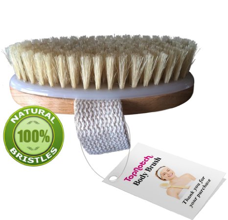 ON SALE TopNotch Dry Body Brush Natural Bristles Skin Brushing Ebook Anti-cellulite Wash Mitt Travel Bag
