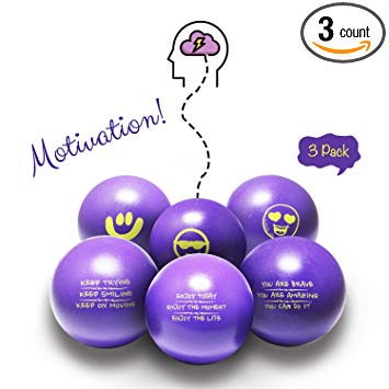 Best Design: Motivational Stress Balls | 3 Pack Squeeze Toy for Adults and Kids | Inspirational Fidget Accessory for Stress Relief, Anxiety Control, Motivation, Anger Control, Concentration and Focus