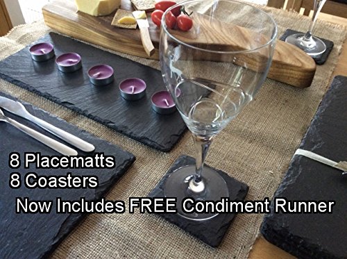 Set of 8 Placemats & Coasters (8 coasters & 8 placemats) plus Free Condiment Runner