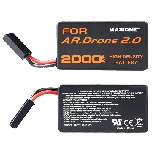 2x Masione 20C 11.1V 2.0Ah Upgrade Battery for Parrot Ar.drone 2.0 Power Edition Helicopter