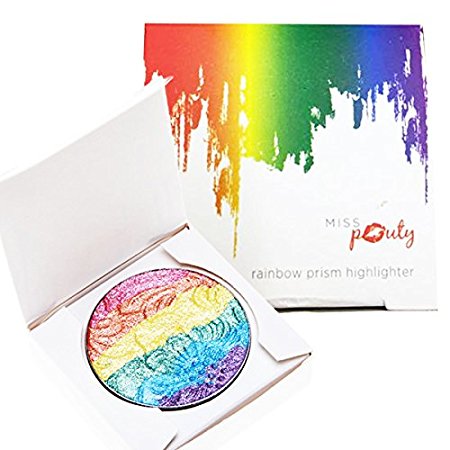 Miss Pouty Rainbow Prism Shimmer Highlighter Blusher Eyeshadow Shimmer Powder Palette Makeup Bronzer Contour Cosmetics 6g
