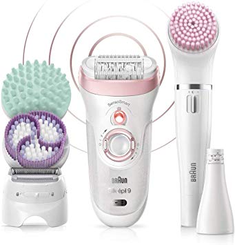 Brown Silk-épil Beauty Set 9 9-995 Deluxe 9 in 1 Wireless Wet and Dry Hair Removal, Epilator, Razor, Exfoliating, Face and Body Cleansing Kit