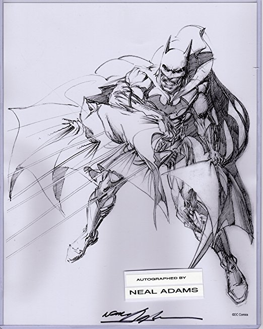 Neal Adams Batman Sketch Autographed By Artist with COA 11" X 14" Print